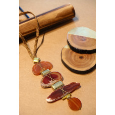 Triple Agate Necklace - Brown