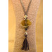 Agate Tassel Necklace - Green