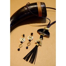 Agate Tassel Necklace - Black + Monochrome Shell Earrings