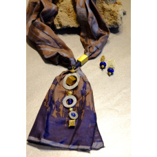 Shades of Grey Jewelled Scarf + Lapis Filigree Earrings